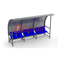 Скамейка для запасных игроков на 6 мест с козырьком